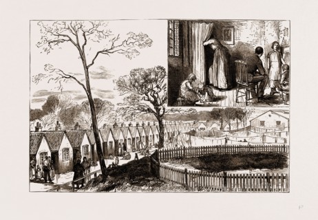DIPHTHERIA AT WOOLWICH, UK, 1875: EXTERIOR AND INTERIOR OF CONDEMNED HUTS ON THE COMMON