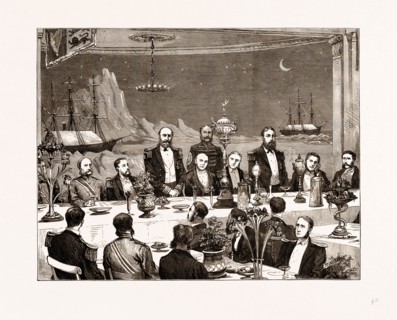 FAREWELL BANQUET GIVEN TO CAPTAIN NARES AND HIS FELLOW OFFICERS BY THE MAYOR OF PORTSMOUTH, UK,