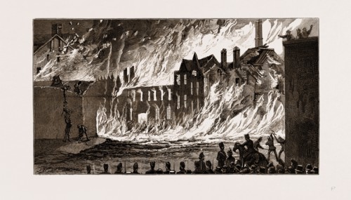 VIEW OF THE FIRE FROM NEWMARKET, LONDON, UK, 1875