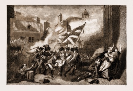 CENTENARY OF THE BATTLE OF JERSEY, 1881: "THE DEATH OF MAJOR PIERSON", FROM THE PAINTING BY JOHN