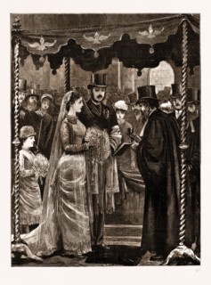 THE MARRIAGE OF MR. LEOPOLD DE ROTHSCHILD AND MDLLE. MARIE PERUGIA IN THE CENTRAL SYNAGOGUE, GREAT