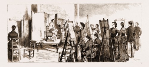OPENING OF THE NEW WING OF UNIVERSITY COLLEGE, LONDON, UK, 1881: THE LIFE CLASS IN THE "SLADE" ROOM