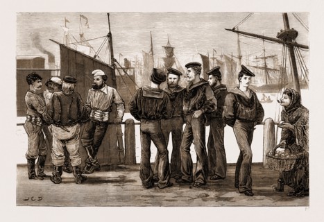 IRELAND: BRITISH AND FOREIGN SAILORS ASHORE AT QUEENSTOWN, 1881