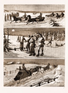 WINTER SPORTS AT HALIFAX, NOVA SCOTIA: 1. A Trotting Match on the Ice. 2. A Moonlight Tramp with