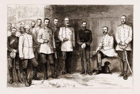 THE LATE CZAR ALEXANDER II.: THE RUSSO-TURKISH WAR: THE CZAR AND HIS STAFF AT GORNY STUDEN, 1877;