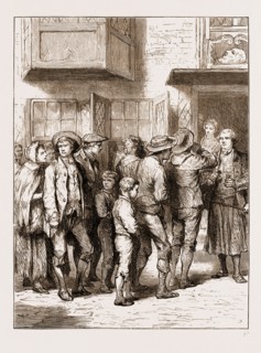 REMINISCENCES OF OLD BOW STREET POLICE COURT, LONDON, UK, 1881: PRISONERS ON THEIR WAY TO GAOL, A