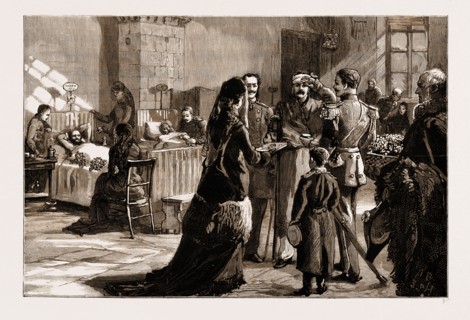 NIHILISM IN RUSSIA, 1881: MEMBERS OF THE IMPERIAL FAMILY VISITING THE SOLDIERS WHO WERE WOUNDED