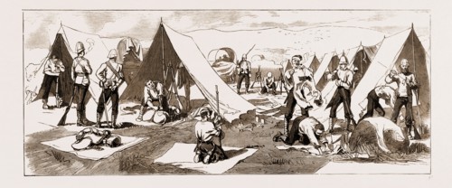 THE REVOLT IN THE TRANSVAAL, SOUTH AFRICA, CAMP SKETCHES: ENCAMPMENT OF THE 83RD REGIMENT, 1881