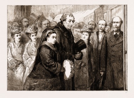 HER MAJESTY'S VISIT TO HUGHENDEN, DECEMBER, 1877, AT THE RAILWAY STATION, HIGH WYCOMBE, UK
