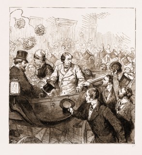 THE EARL OF BEACONSFIELD: THE RETURN FROM THE BERLIN CONGRESS, 1878. Outside the Station., UK