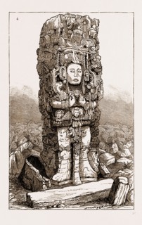 ANTIQUITIES OF CENTRAL AMERICA: Stone Column found at Copan, Honduras, 1881