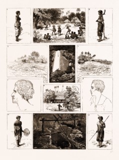 SKETCHES IN FIJI, AND IN THE ISLAND OF ROTUMAH, 1881: 1. A Fijian Girl. 2. A War Dance before the