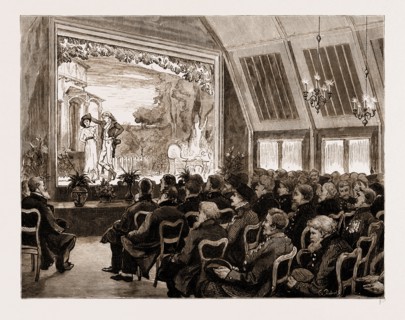 OLD WARRIORS AT THE "THEATRE OF PEACE", CHELSEA PENSIONERS AT AN AMATEUR DRAMATIC PERFORMANCE AT