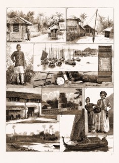 IN THE MALDIVE ISLANDS, INDIAN OCEAN, 1881: 1. A Street in Male Island. 2. The Arena Where Sports