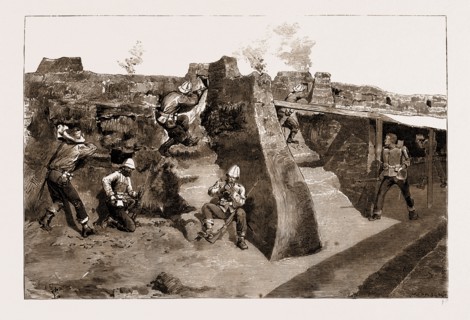 THE REVOLT IN THE TRANSVAAL, SOUTH AFRICA, 1881: THE DEFENCE OF STANDERTON: INTERIOR OF A REDOUBT