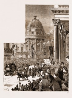 THE STEPHENSON CENTENARY CELEBRATION AT NEWCASTLE-ON-TYNE: PROCESSION IN GREY STREET, NEWCASTLE,