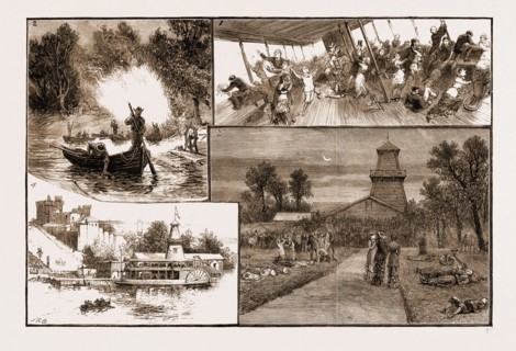 THE RECENT FATAL STEAMBOAT DISASTER IN CANADA, 1881: 1. The Boat Heeling Over. 2. Midnight: