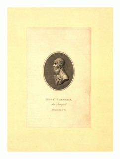 Oval head-and-shoulders profile portrait of French balloonist and parchutist A.J. Garnerin.