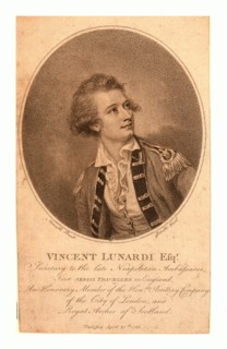 Vincent Lunardi Esqr., secretary to the late Neapolitan ambassador, first aerial traveller in