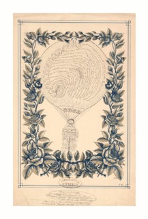 Tribute to French ballonist Henri Giffard in the form of a handwritten French text shaped as a