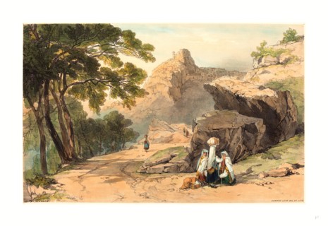 Edward Lear (British, 1812  1888 ), Cervara, colored lithograph