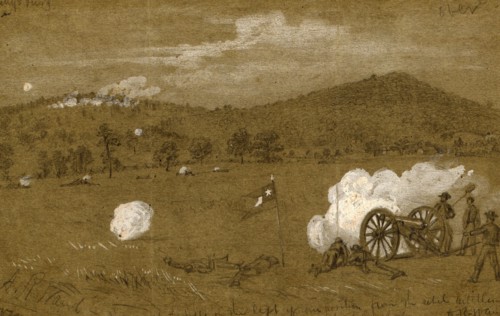 Gettysburg. View of the hills on the left of our position from the Rebel artillery, last Rebel