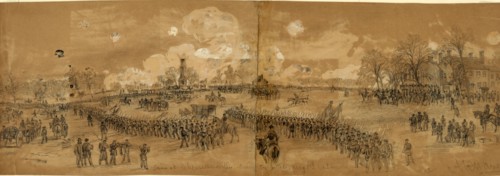 Scene at Chancellorsville during the battle, May 1st 1863, by Alfred R Waud, 1828-1891, an american