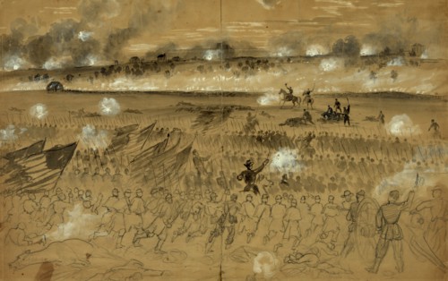 Genl. Humphreys charging at the head of his division after sunset of the 13th Dec, 1862 December