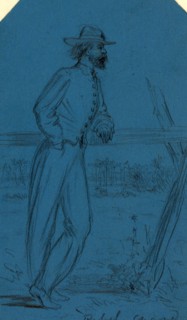 Rebel guard, between 1860 and 1865, drawing on blue paper pencil, 11.0 x 6.3 cm. (sheet),
