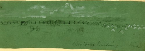 Harrisons landing-line, 1862 July-August, drawing, 1862-1865, by Alfred R Waud, 1828-1891, an