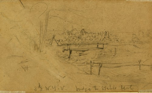 Encampment of 8th New York Volunteers, 1861, drawing, 1862-1865, by Alfred R Waud, 1828-1891, an