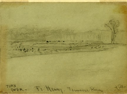 Ft. Henry. Tennessee River, 1862 ca. January-March, drawing, 1862-1865, by Alfred R Waud,
