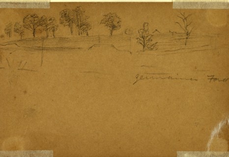 Germanna Ford, 1863 April 29, drawing, 1862-1865, by Alfred R Waud, 1828-1891, an american artist