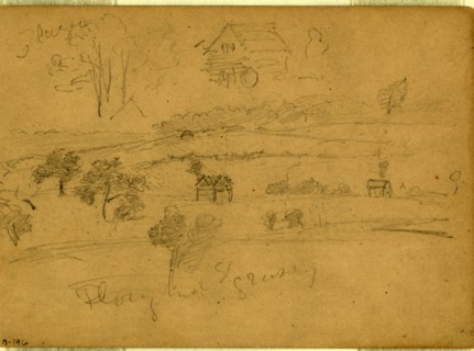 Battlefield landscape, 1860-1865, drawing, 1862-1865, by Alfred R Waud, 1828-1891, an american