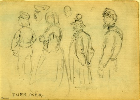 Studies of child, woman, gentleman, African American man & soldier, 1860-1865, drawing, 1862-1865,
