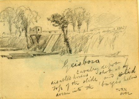 Geisboro, cavalry depot, 1860-1865, drawing, 1862-1865, by Alfred R Waud, 1828-1891, an american
