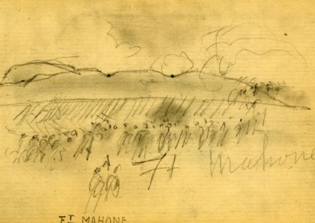 Ft. Mahone, 1865 April 3, drawing, 1862-1865, by Alfred R Waud, 1828-1891, an american artist