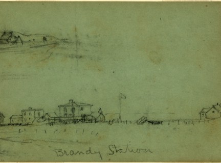 Brandy Station, 1863 ca. June 9, drawing, 1862-1865, by Alfred R Waud, 1828-1891, an american