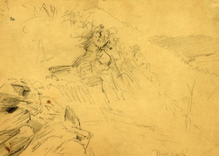 Dug Gap, 1864 May 8?, drawing on tan paper pencil, 17.4 x 25.2 cm. (sheet), 1862-1865, by Alfred R