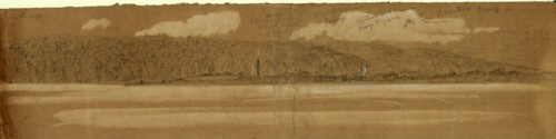 Captured schooners Fairfax and Mary Virginia in Quantico Creek, between 1860 and 1865, drawing on