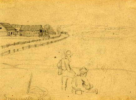 Somerville, between 1860 and 1865, drawing on cream paper pencil, 13.7 x 9.8 cm. (sheet),