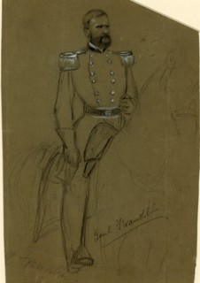 Genl. Franklin, between 1861 and 1865, drawing on olive paper pencil and Chinese white, 19.6 x 13.0