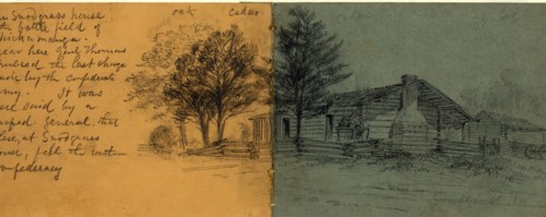 The Snodgrass House on the battlefield of Chickamauga. Near here Genl. Thomas repulsed the last