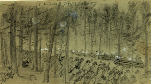 5th Corps, 7th of February 1865, drawing, 1862-1865, by Alfred R Waud, 1828-1891, an american