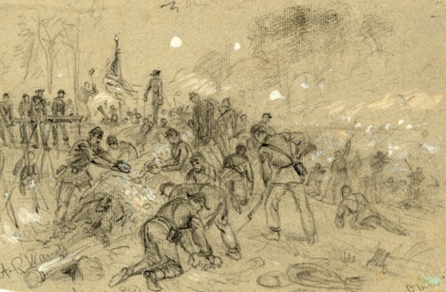 On Hancocks front the soldiers having no picks and shovels used bayonets, tin pans, old canteens,