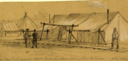 Adjutant Generals office head quarters, Army of the Potomac, 1863 ca. March, drawing on tan paper