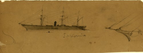 Saxonia, between 1860 and 1865, drawing on tan paper pencil, 7.9 x 22.9 cm. (sheet), 1862-1865, by