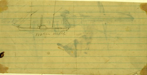 Water Witch, between 1860 and 1865, drawing on cream lined paper pencil, 9.6 x 20.3 cm. (sheet),