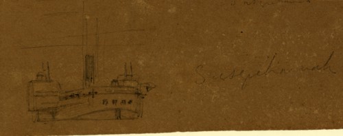 Susquehannah, between 1860 and 1865, drawing on brown paper pencil, 5.8 x 16.0 cm. (sheet),