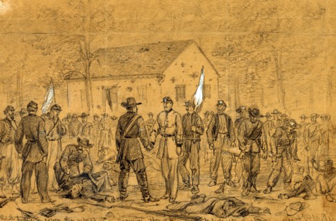 The rebel dodge to cover the retreat into Virginia. Flag of truce to look after the wounded, 1862